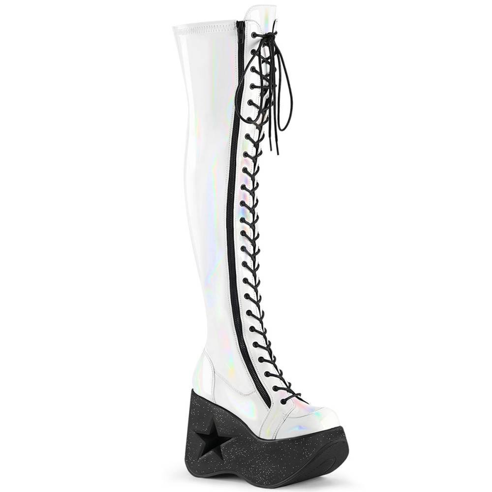 DemoniaCult - DYNAMITE300 Bottes cuissardes à plateforme - Blanc Product image